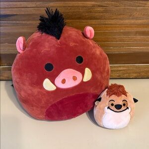 Disney The Lion King Squishmallow 10" Pumbaa & 4" Timon, Set of 2